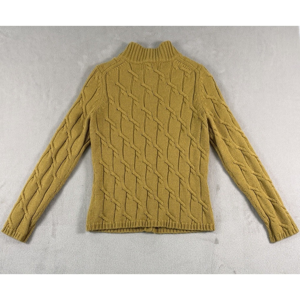 Vintage Jones New York Mustard‎ Yellow Cable Knit Cardigan Mock Neck Size P/S - Picture 11 of 11